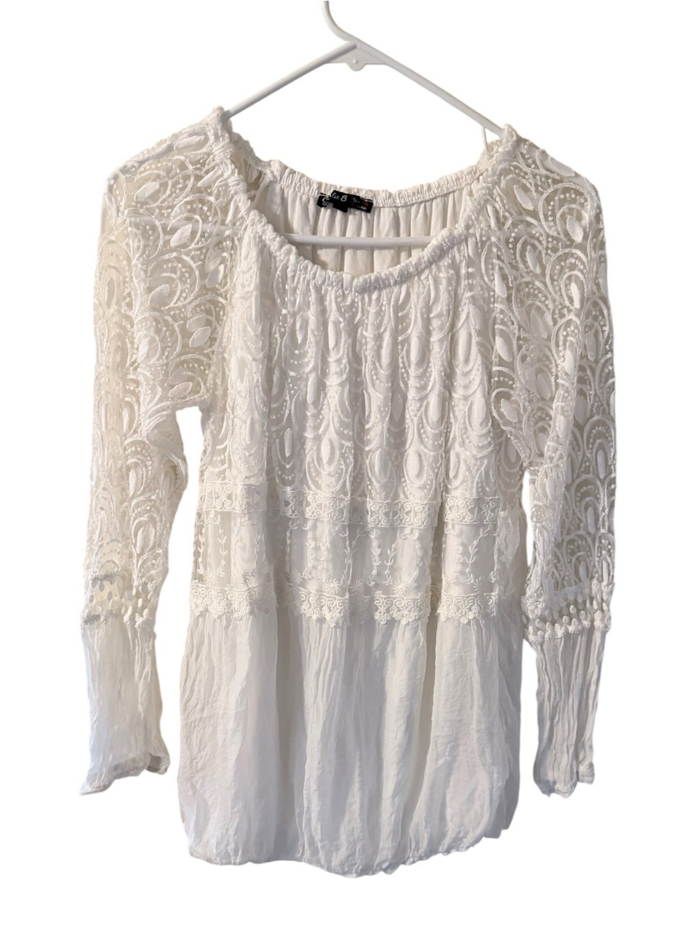 🙋🏻‍♀️CHARLIE B White Lace Boho Blouse Top
